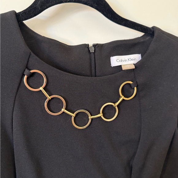 Calvin Klein Black Midi Dress with Gold Rings - Picture 2 of 4